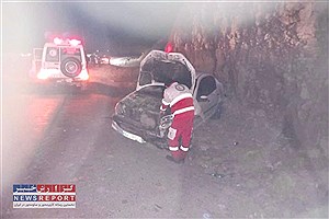 6 مصدوم براثر لغزندگی جاده و برخورد دو خودرو سواری در جاده سپیدان - یاسوج